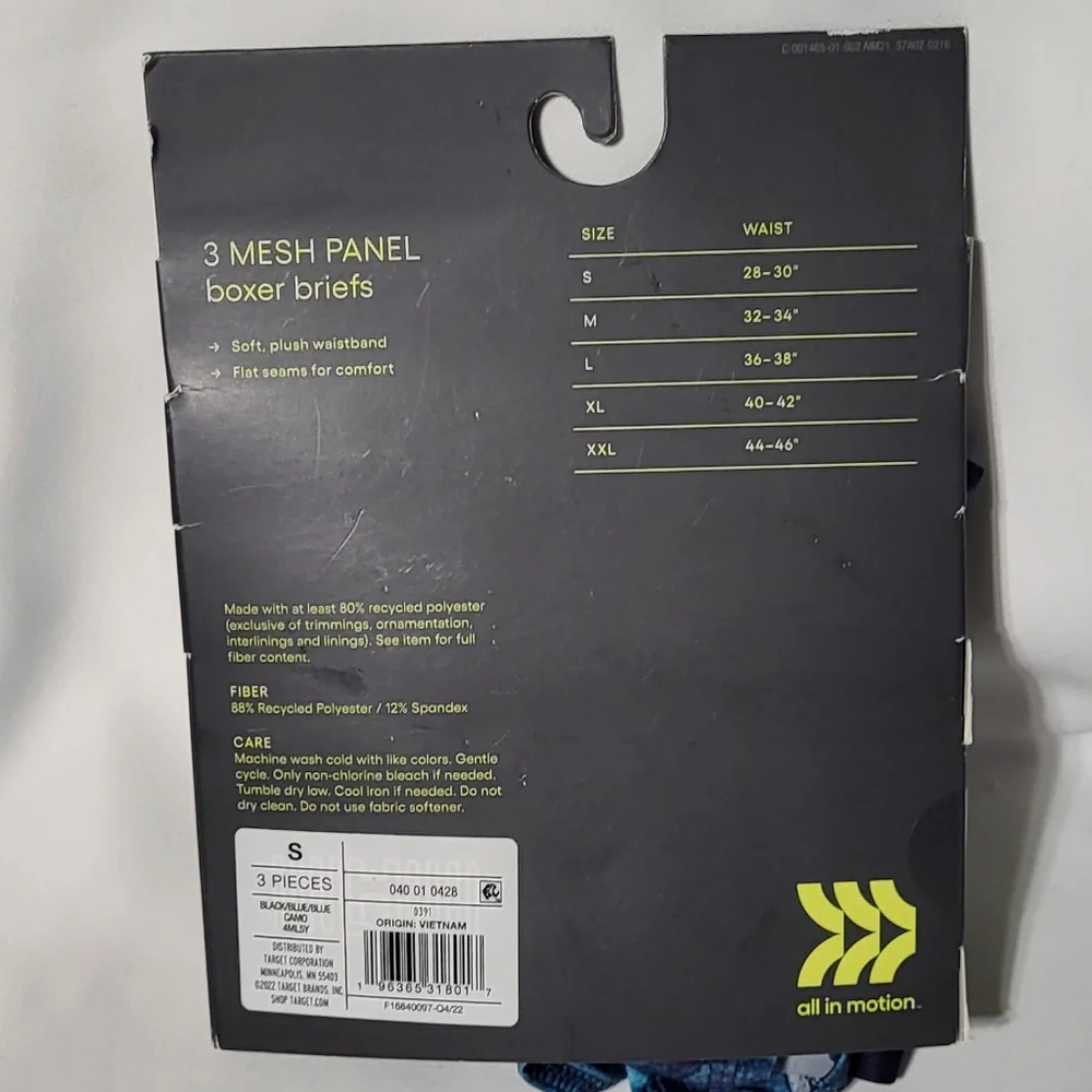 All In Motion Men's NIP 2 Pack Blue Mesh Panel Boxer Briefs Size Small - Picture 11 of 12